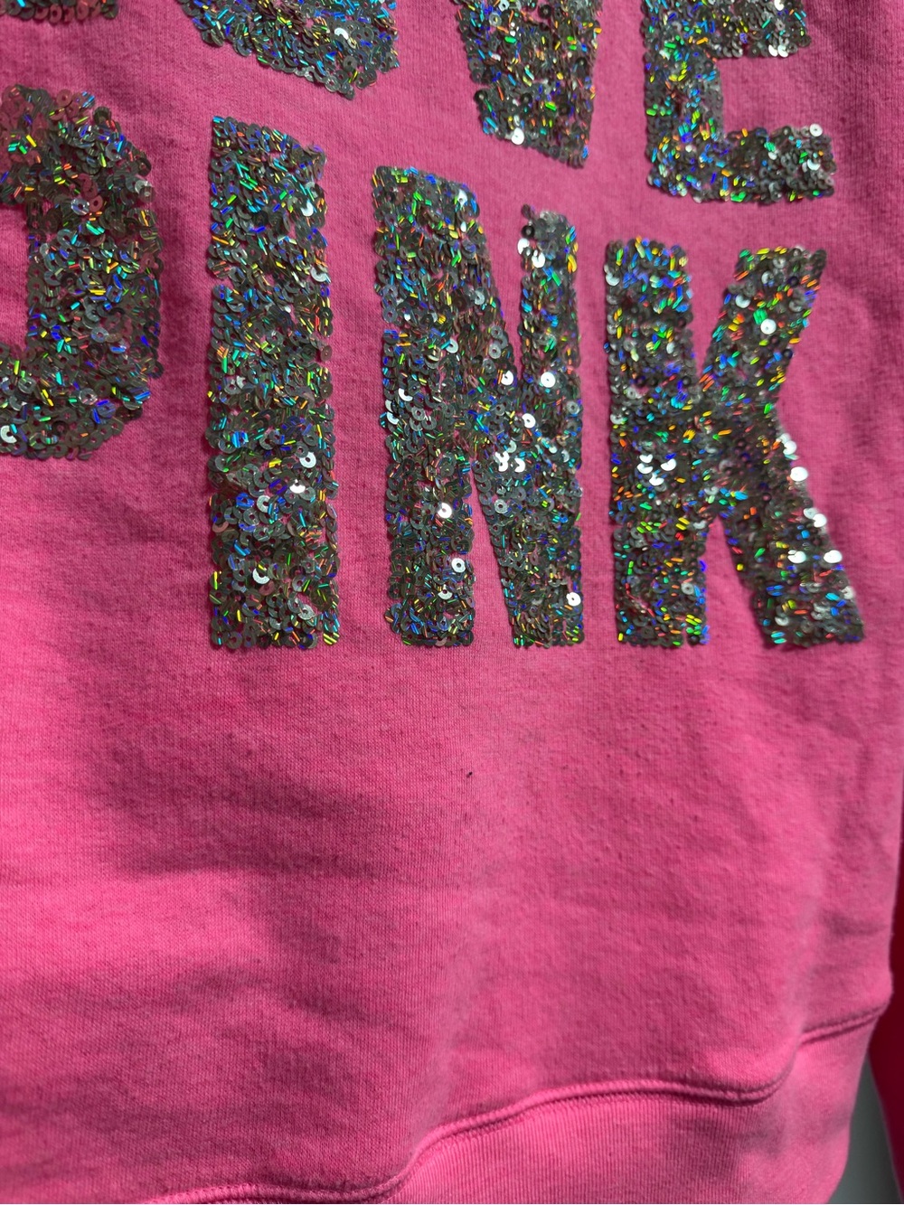 PINK Victoria's Secret Girls' coral Sequin 'LOVE PINK' Hoodie - Picture 3 of 5